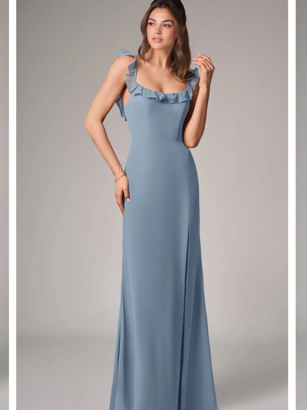 Azazie Callie
Dusty Blue‎ Mermaid Side Slit Chiffon Bridesmaid Dress SZ 16